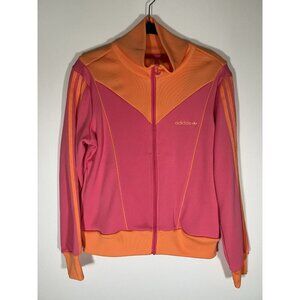 Adidas Y2K orange pink retro athleisure track jacket sz L streetwear 3 stripes